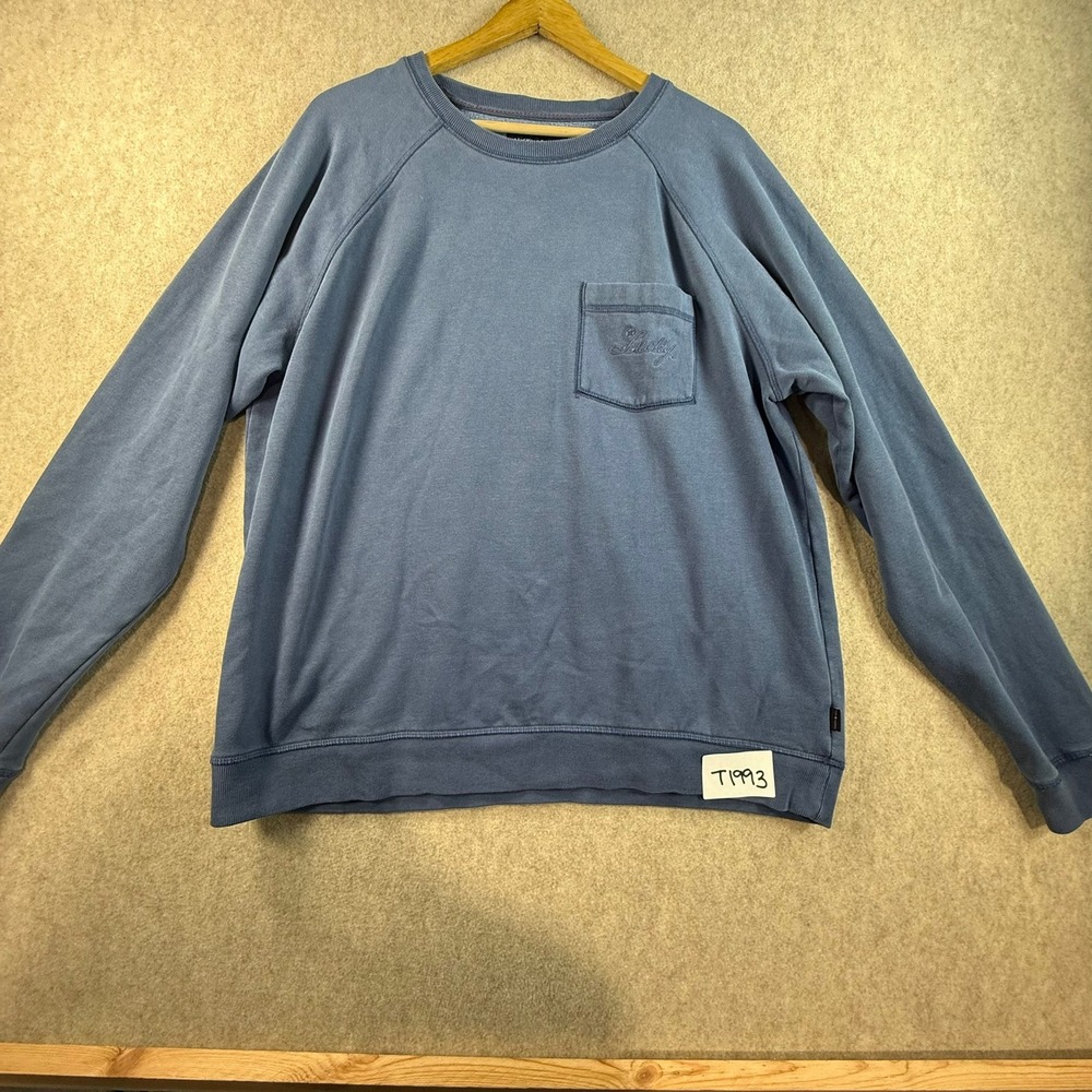 Lucky Brand Mens Blue Raglan Sleeve Pocket Sweatshirt Crewneck Fleece Large